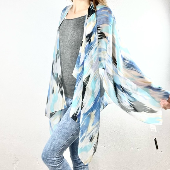 RIKKA | 💙🖤 Southwest Abstract Print Sheer Lightweight Shawl Wrap ✨NWT!✨ - Picture 5 of 11